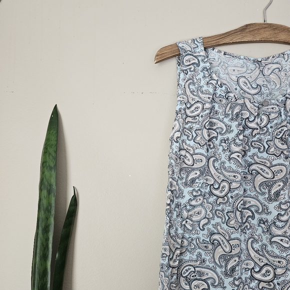 SOYA CONCEPT | Light Blue & Cream Paisley Keyhole Boho Top - Picture 2 of 6